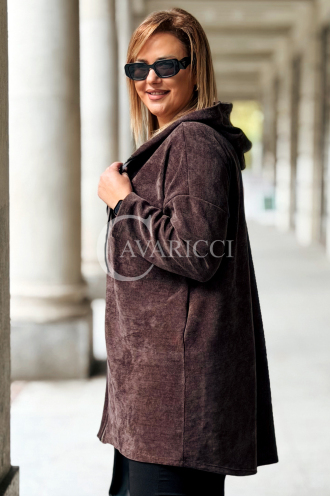 AMALIA Damen Hoodie Plus Size Lang mit Reißverschluss & Kapuze