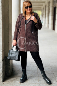 AMALIA Damen Hoodie Plus Size Lang mit Reißverschluss & Kapuze