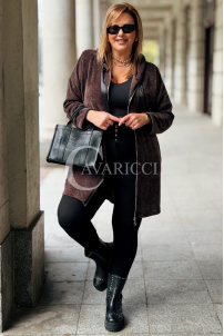 AMALIA Damen Hoodie Plus Size Lang mit Reißverschluss & Kapuze