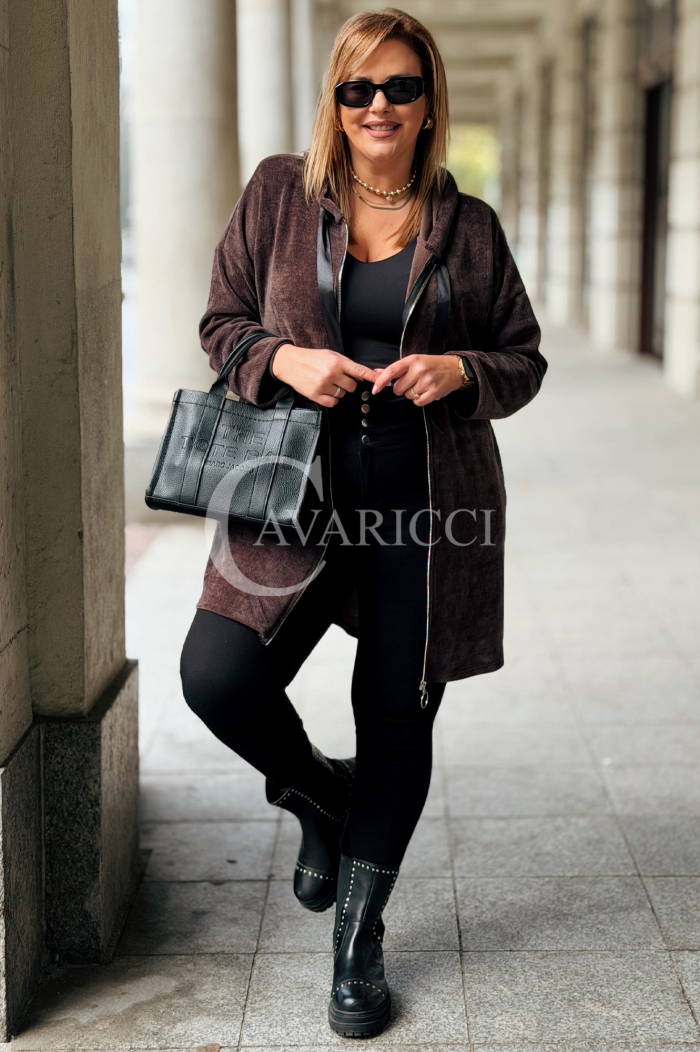 AMALIA Damen Hoodie Plus Size Lang mit Reißverschluss & Kapuze