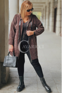 AMALIA Damen Hoodie Plus Size Lang mit Reißverschluss & Kapuze