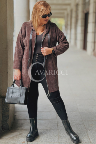AMALIA Damen Hoodie Plus Size Lang mit Reißverschluss & Kapuze