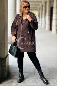 AMALIA Damen Hoodie Plus Size Lang mit Reißverschluss & Kapuze
