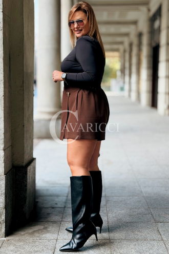 PALOMA Eleganter Damen-Skort Plus Size in Schokoladenbraun