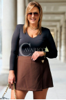 PALOMA Elegante Damen Hosenrock Plus Size mit Gummibund hinten in Schokoladenbraun