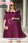 DIORKA - Premium urocza sukienka z falbankami w kolorze purpurowym