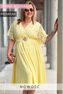 CLARISSA Kleid in Gelb – Große Größen | Cavaricci.de