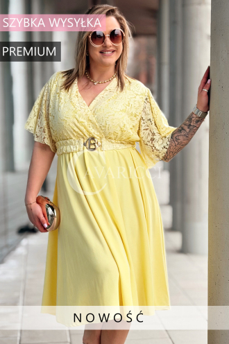 CLARISSA Kleid in Gelb – Große Größen | Cavaricci.de