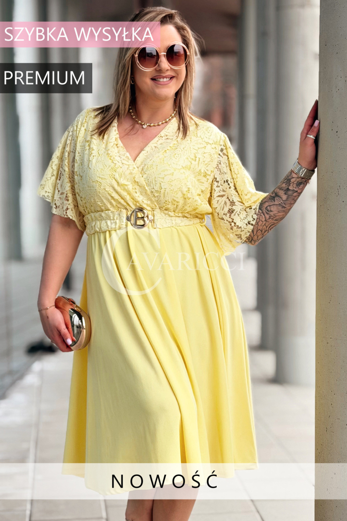 CLARISSA Kleid in Gelb – Große Größen | Cavaricci.de