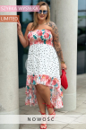 Valentina - Sukienka gorsetowa styl Latino biała w kwiaty różowe