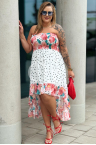 Valentina - Korsettkleid Latino-Stil weiß mit rosa Blumen