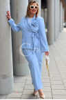 Anzug VITTORIA Premium – Gebundene Jacke mit Futter und abnehmbarer Rose in Hellblau