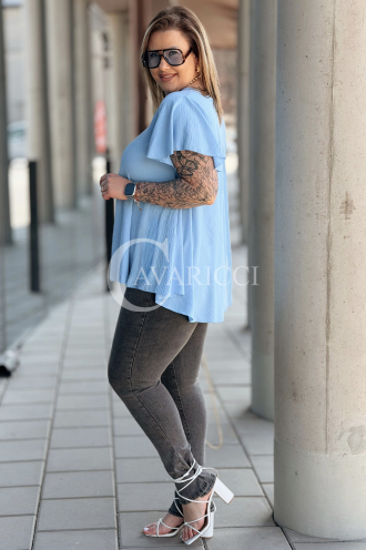 Bluse in Hellblau – Große Größen | Cavaricci.de