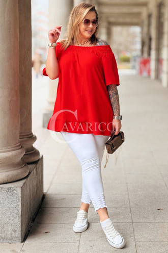 Bluse in Rot – Große Größen | Cavaricci.de