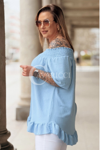 Bluse in Hellblau – Große Größen | Cavaricci.de