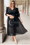 Elegantes Kleid DINA – Luxuriöse Falten Perfekt für die Kommunion und Hochzeit Farbe Schwarz