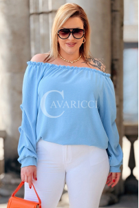 Bluse in Hellblau – Große Größen | Cavaricci.de
