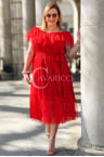 Kleid PRINCESSA Premium – Atemberaubendes Tüll und verführerisches Schulterfreies Design in Rot