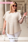 Elegancka Bluzka BATTISTINA – Gęste Plisy Idealnie Maskujące Brzuszek Kolor Beż