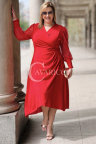 Kleid JOVINA – Asymmetrischer Schnitt mit Schlitz und Wickelausschnitt Farbe Rot