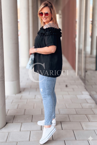 REGINNA Bluse in Schwarz – Große Größen | Cavaricci.de