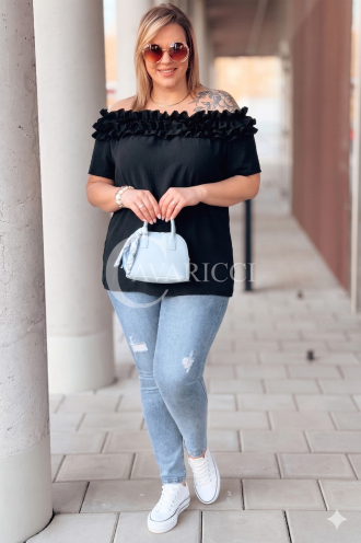 REGINNA Bluse in Schwarz – Große Größen | Cavaricci.de