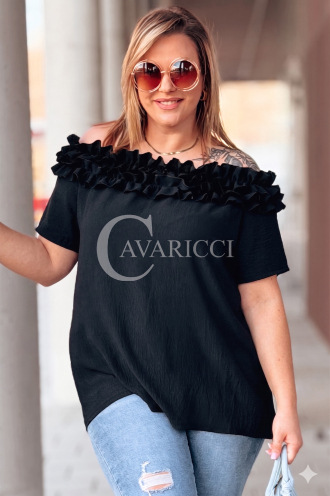 REGINNA Bluse in Schwarz – Große Größen | Cavaricci.de