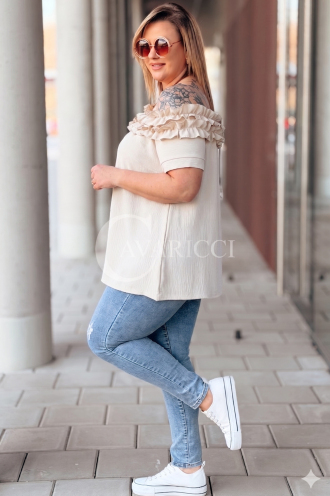 REGINNA Bluse in Beige – Große Größen | Cavaricci.de