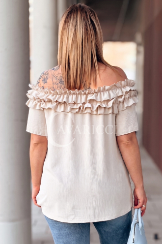 REGINNA Bluse in Beige – Große Größen | Cavaricci.de