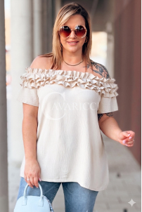 REGINNA Bluse in Beige – Große Größen | Cavaricci.de