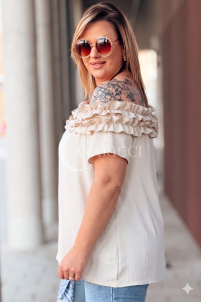 REGINNA Bluse in Beige – Große Größen | Cavaricci.de