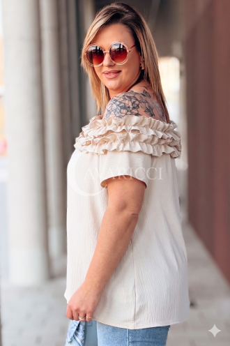REGINNA Bluse in Beige – Große Größen | Cavaricci.de