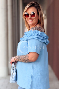 REGINNA Bluse in Hellblau – Große Größen | Cavaricci.de