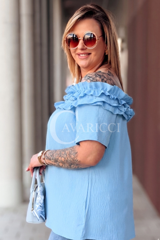 REGINNA Bluse in Hellblau – Große Größen | Cavaricci.de