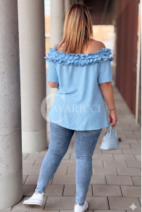 REGINNA Bluse in Hellblau – Große Größen | Cavaricci.de