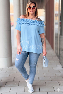 REGINNA Bluse in Hellblau – Große Größen | Cavaricci.de