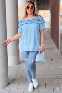 REGINNA Bluse in Hellblau – Große Größen | Cavaricci.de