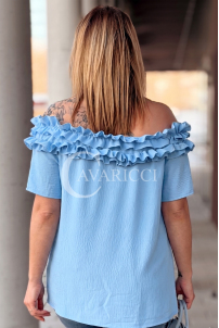 REGINNA Bluse in Hellblau – Große Größen | Cavaricci.de