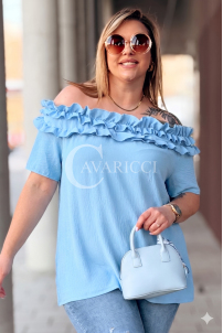 REGINNA Bluse in Hellblau – Große Größen | Cavaricci.de