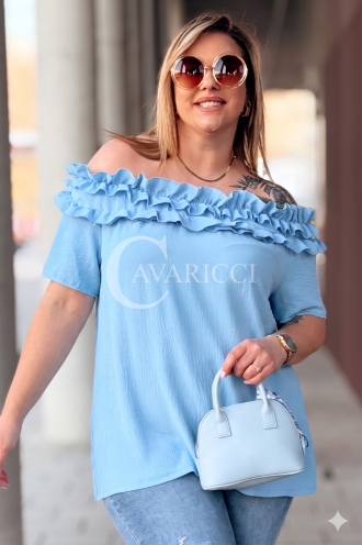 REGINNA Bluse in Hellblau – Große Größen | Cavaricci.de
