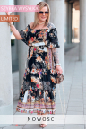 Letnia Sukienka ORCHIDEA – Zwiewny Fason Maxi z Zjawiskowym Wzorem Kolor Czarny
