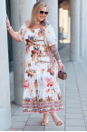 Sommerkleid ORCHIDEA – Luftige Maxi-Silhouette mit Atemberaubendem Muster Farbe Ecru