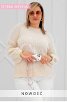 ELINA - Wiosenny sweter z bufkami i subtelnym warkoczykowym splotem w kolorze beżowym