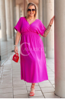 ISAIA - Langes, leichtes, fließendes Kleid mit zusätzlicher Rückenbindung in Fuchsiafarbe