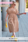Bestseller ISAIA! Langes Sommer-Maxikleid mit dekorativer Rückenbindung Farbe Karamell