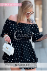 Sommer-Overall KLARA – Luftige Spanier-Bluse und Bequeme Shorts Farbe Polka Dots Schwarz