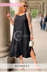 Sommerkleid SYLVINIA – Lockerer Schnitt mit seitlichen Schlitzen Farbe Schwarz