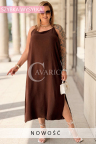 Sommerkleid SYLVINIA – Lockerer Schnitt mit seitlichen Schlitzen Farbe Schokolade