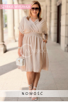 Sommer-Hit: ISANA Kleid mit dekorativem Bindegürtel und elastischer Taille Farbe Beige