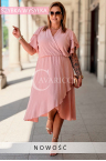 Neu! Kleid FIORELLA – Asymmetrischer Saum und Wickelausschnitt Farbe Rosa
